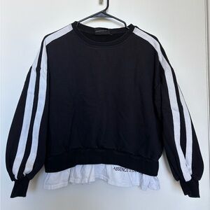 Absence of Colour Black and White Sleeve Double Stripe Sweatshirt - size small